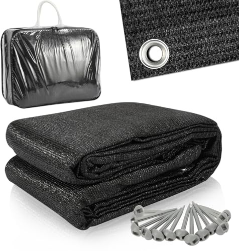 Ansobea Vorzeltteppich Markisenteppich Camping Teppich 300x400cm, Zeltteppich Zeltunterlage Schwarz, Outdoor Campingmatte mit 12 Löchern, 13 Heringe und Tragetasche, Atmungsaktiv Wohnwagen-Teppich