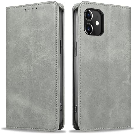 LBH Handyhülle Smartphone-Hülle für Apple iPhone 11 Klapphülle Magnetverschluss Kartenfächer Geldfach Standfunktion Case Etui Rundumschutz Schutzhülle Grau