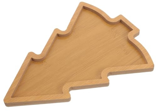 Cabilock Piatto di Natale in Legno A Forma di Albero di Natale Piatto Decorativo da Portata