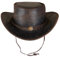 URBAN 5884 Cowboyhut aus echtem Leder, Western-Hut aus Rindsleder mit Verstellbarer Krempe und Kinnriemen - Braun, XL