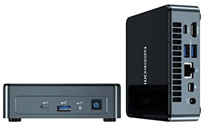 GEEKOM Air11 Mini PC, avec Intel Celeron N5095, 8 Go RAM, 256 Go SSD (Jusqu'à 1 to), W-11, 4K UHD Mini Ordinateur de Bureau, 2× USB-C, Lecteur SD, Double Ecran (HDMI+Mini DP), pour Bureau et Accueil