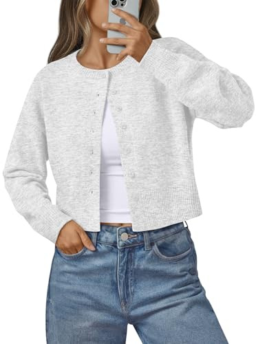 LILLUSORY Womens Lightweight Cardigan Fall Cute Sweaters Grey M