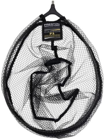 Preston Innovations Carbon F1 Latex Landing Net 16 40cm | Coarse Fishing Landing Net | Strong, Lightweight Carbon Frame | for Bagging Up on Commercial Venues | Anti-Snag Mesh | Code P0140059