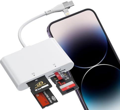 Memory Stick Pro Duo Adattatore USB C/Lightning, Lettore di Schede SD/MicroSD/MS/xD 4 in 1 per Sony Cybershot SD Card, Lettore Memory Stick Pro Duo per iPhone17/16/14/Macbook/iPad/PC/Laptop/Windows