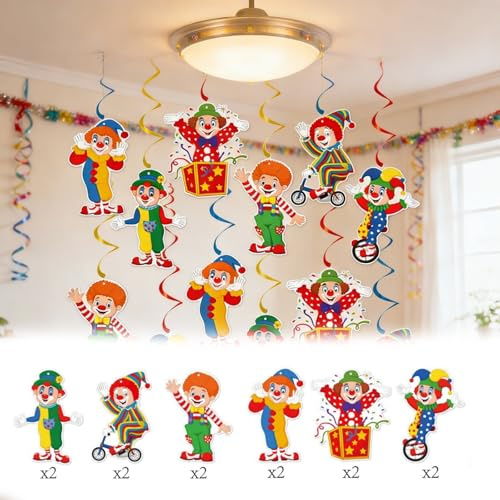 12Stk Kölner Karneval Hängedeko Spiral Wirbel Girlanden für Köln Karneval Deko Clown Hängedeko Luftschlangen Faschingsdekoration Köln Kölle Alaaf Dom Dreigestirn Clown Narrenkappe (Bunt)