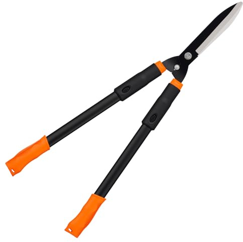 Veloxtera 76cm Long Handle Garden Shears, Heavy Duty Garden Shears for Hedges & Grass, with Adjustable Handle, Sharp Blade & Comfortable Grip, Professional Ganden Tool -Black/Orange