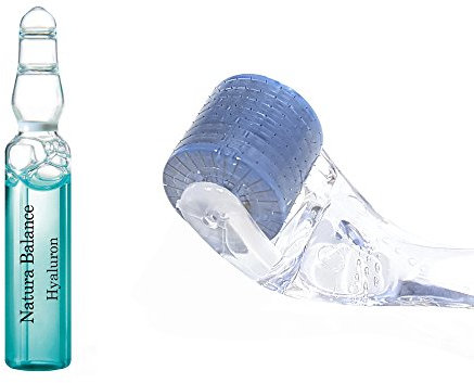 SET Derma 15x Hyaluron Ampullen + Micro Needling 0,25 mm Nadeln Roller Microneedling Hyaluronsäure Serum Anti Falten Gesicht