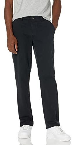 Amazon Essentials Men's Relaxed-Fit Casual Stretch Khaki, Black, 34W x 32L