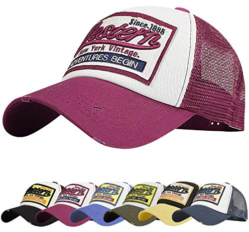 UMIPUBO Baseball Cap Mesh Hats for Men Women Unisex Embroidered Letter Patch Casual Hats Hip Hop Sun Hats (Red)