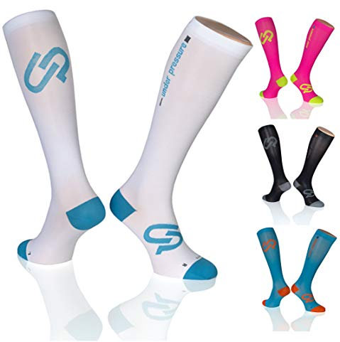 under pressure SPORT KOMPRESSIONSSTRUMPF ULTRALIGHT (Kompression: 20-22mmHg) Höchste Qualität-Made in Germany! (weiß, Gr. 35-38 (Wadenumfang: 28-38cm))