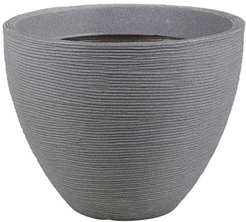 URBNLIVING Grey and Charcoal Ribbed Flower Pot Planters 40cm Outdoor and Indoor Garden Decorations (Grey)