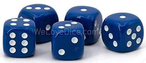16mm W6 Würfel dunkelblau/weiß - Made in Germany! - 5Stk