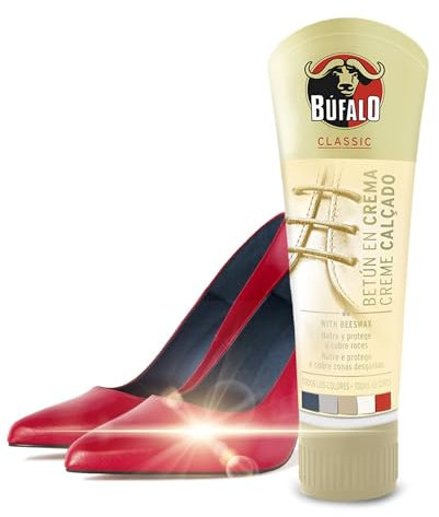 Búfalo Classic - Betún en Crema para Zapatos, Cuidado del Calzado, Crema Color Neutro que Nutre, Protege y da Brillo, Óptimo para Pieles Lisas - Tubo de 50ml