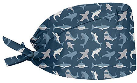 Babrukda Damen Herren Mütze mit Schweißband, verstellbare Raffhaltermütze, schmutzabweisend, Cooler Hai, Einheitsgröße