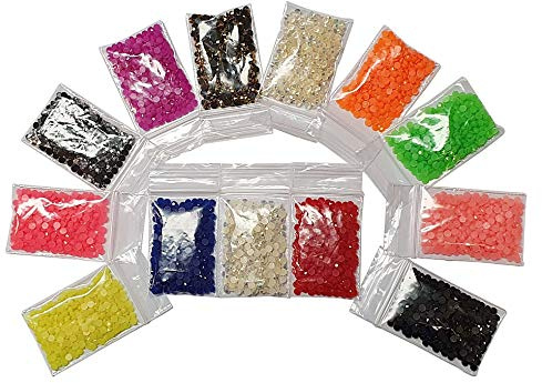 Perlin Hotfix Piedras brillantes, semiperla Hotglue 4 mm, 10 colores, resina para planchar, epoxi neón, mezcla SS16, pegamento caliente, 4000 unidades