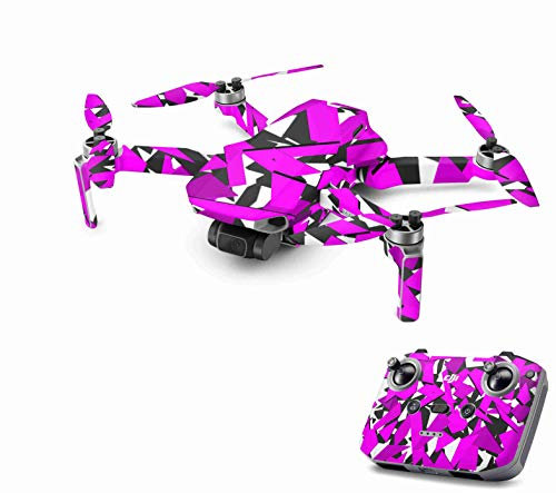 Skins4u Aufkleber Folie kompatibel mit DJI Mavic Mini 2 Drohne Skin Vinyl Skins Schutzfolie Wrap Folierung Sticker Signal pink
