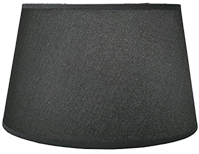 Lampenschirm Oval für E14|E27 in Leinenoptik Stoff Schwarz Skandinavisch H 26 cm