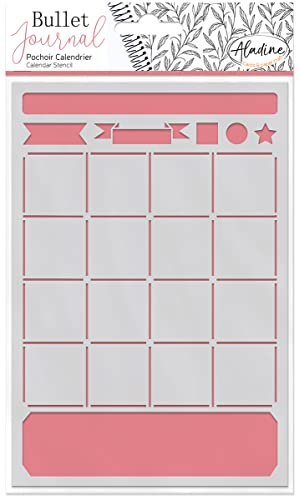 Aladine - Kalender-Schablone für Bullet Journal – Scrapbooking und kreative Hobbys – Schablone Format A5, Buchstaben Stil Brush