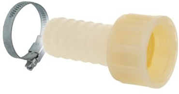 tecuro Schlauchtülle Ø 19 mm x ÜWM 3/4 Zoll, mit Schelle, PA (nylon 66), natur