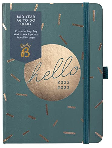 Busy B Mid-Year to Do Diary ab August 2022 bis August 2023 Sprinkle Wochenansicht A6 Terminkalender mit Notizen, Stifthalter und abreißbaren Listen 3998AMZ