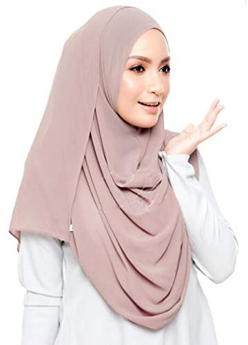 KAVINGKALY Einfarbige Chiffon Kopftuch Dicke Muslim Mode Blase Chifon Schal Hijab Muslimische Kirche Kopftuch Damen Wraps Täglich und Schal(Light Khaki)