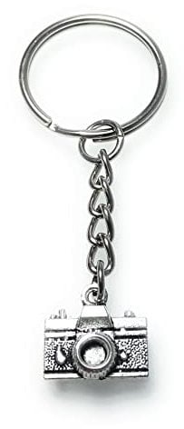 FizzyButton Gifts Camera Charm Keyring Key Ring with Silver Tone Keychain