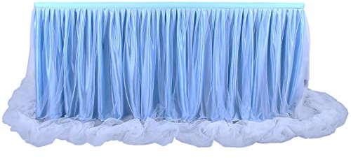 aromm Tulle Gonna da Tavolo Copertina per Doccia per Bambini Matrimonio Parti Decorazione Blu,14 FT (L427cm×H77cm)