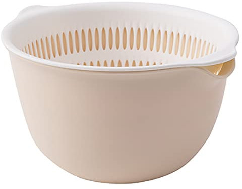 Youka Panier de vidange pour passoire de cuisine, ensemble de bols de passoire 2 en 1, double couche en plastique PP sans BPA détachable pour laver les légumes et les fruits