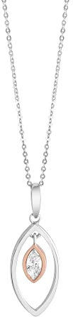 Zeeme Basic Damen Anhänger mit Kette 925/- Sterling Silber 42/45cm Glänzend Zirkonia weiß 500245415