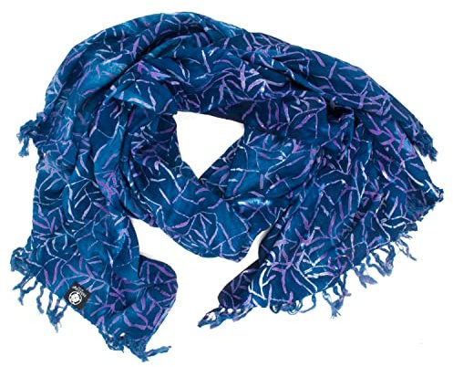 PANASIAM Scarf Batik 190X116cm, B015 Bluetone leaf, L