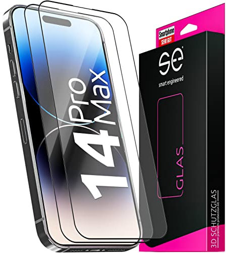 2 x se® für iPhone 14 Pro Max für Panzerglas - aus Deutschland 100% Passgenau mit Installationshilfe, kompatibel mit iPhone 14 Pro Max Schutzglas, Anti- Kratzer 9H Härte HD-Klar 100% Funktion