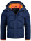 Indicode Herren Dunlap Winterjacke mit abnehmbarer Kapuze | Herrenjacke Steppjacke Männer Navy, L