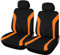 Upgrade4cars Auto-Sitzbezüge Vordersitze Orange Schwarz | Auto-Sitzschoner Set Universal für Fahrersitz & Beifahrer | Auto-Zubehör Innenraum