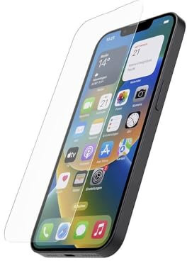 Hama Schutzglas für Apple iPhone 13/13 Pro/14 (Displayglas aus Echtglas, Displayschutz 10H Härte, Hartglas stoßfest, Kratzfest, Anti-Fingerabdruck + Montagehilfe) transparent