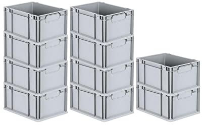 PROREGAL SuperSparSet 10x Eurobox NextGen Economy | Griffe geschlossen |HxBxT 22x30x40cm | 20 Liter | Eurobehälter, Transportbox, Transportbehälter, Stapelbehälter