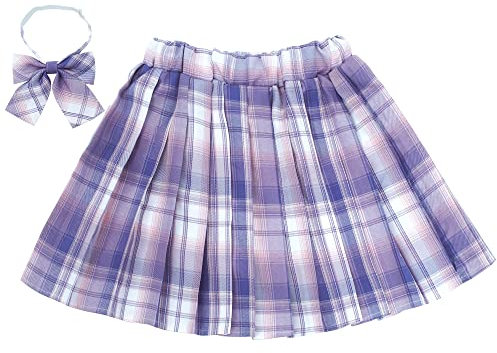 Maeau Jupe Plissée Écossaise Enfant Fille Jupe à Carreaux Courte Mini Kilt Tartan Jupe Évasée École de Ecoliere Patineuse Tennis Collège et Jupes-Shorts Coton Taille Elastique Violet 9-10 Ans 150