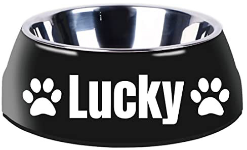 Personalisierte Hundenäpfe Separater Typ Design Katzennapf Benutzerdefinierte Haustier Hund Katze Name Futter Wassernapf Rutschfeste Unterseite Welpennapf (Schwarz)