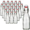 gouveo 24er Set Glasflaschen 250 ml eckig mit Bügelverschluss - Leere Bügelflaschen zum Befüllen und Verschenken - Ideal für Likör, Sirup, Saft, Smoothie, Öl, Essig (BFE250)