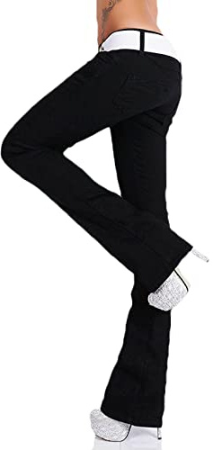 STIDIA Damen Bootcut Jeans Hose Schlag Schlaghose Denim Stretch Gürtel XS-XL