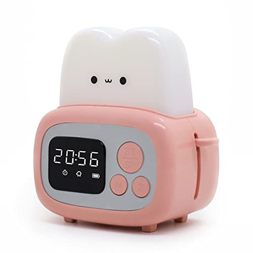 Plcnn Cute Night Light LED Toast Bread Alarm Clock Night Light Rechargeable and Portable Nightlight Lamp Funny Toaster Lamp, Cute Birthday Gifts for Girls, Boys