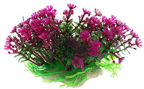 VOCOSTE 1 Stück Aquarium Kunststoff Pflanzen Gras Ball Blumenball für Aquarium Landschaft Pflanzen Dekoration Grün Lila 2.56x4.92 Zoll