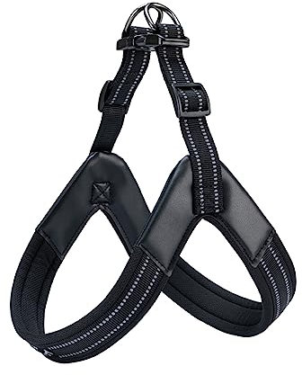 EXCELLENT ELITE SPANKER No Pull Hundegeschirr Step-in einstellbare reflektierende Weste weich gepolstert leicht Haustier Brustgurt mit Leine Clips für kleine mittlere große Hunde(XL-BLK)
