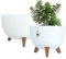 KADAX Macetas Decorativas de Plástico con Soportes, Maceteros con Patas de Imitación Madera para Interiores y Exteriores (Blanco, Juego de 2: 29 cm y 39.5 m)