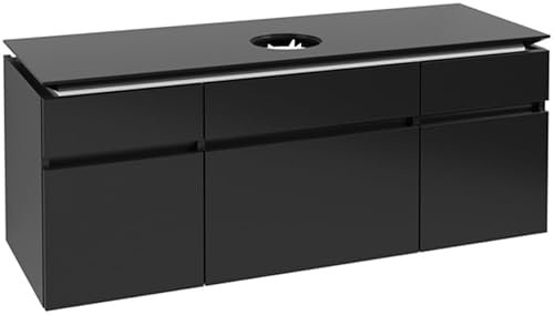 Villeroy & Boch Legato Waschtischunterschrank B586, 1400x550x500mm, Waschtisch mittig, Farbe: Black Matt Lacquer