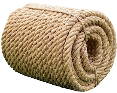 50m Cuerda de Jardinería Bricolaje, Cuerda Gruesa, Cuerda Sisal, Natural Yute Twine, Cuerda Rascador para Gatos, para Embalaje, Decoración, Jardinería, Fotos, Regalos, Manualidades (6mm)