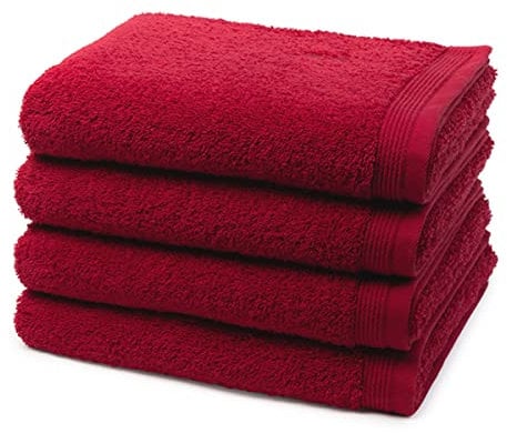 Möve - 4 teiliges Frottier-Set - Superwuschel (4 X Handtuch im Set) - 520 g/m2 - Baumwolle - Walkfrottee - saugstark - weich und flauschig - Ruby
