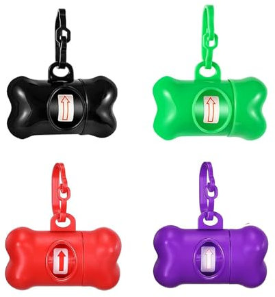 MEISO 4 Pièces Distributeur Sac à Crottes Chien avec 4 Rouleaux de Sacs Poubelles et Laisse Clip (A)