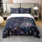 Bettwäsche, 200 x 200 cm, 100 % Bio-Baumwolle, Sternenhimmel, Bettwäsche-Set, Sternbild, Bettbezug Galaxie Sonne Mond, Bettbezug Universum, Violett, für Kinder, Jungen, Mädchen