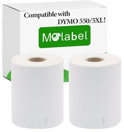 Molabel Versandetiketten - 2 Rollen für Dymo S0904980-4 x 6 (104 mm x 159 mm) Kompatibel mit Dymo LabelWriter 450 Druckern - 220 Etiketten pro Rolle