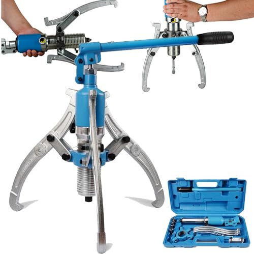 XDLYWUZIQ Kit D'extracteur Hydraulique 5t/10t/15t/20t, Extracteur De Poulie De Vilebrequin avec Séparateur De Traction De Roulement De Roue Réglable à 2 Ou 3 Mâchoires,20T